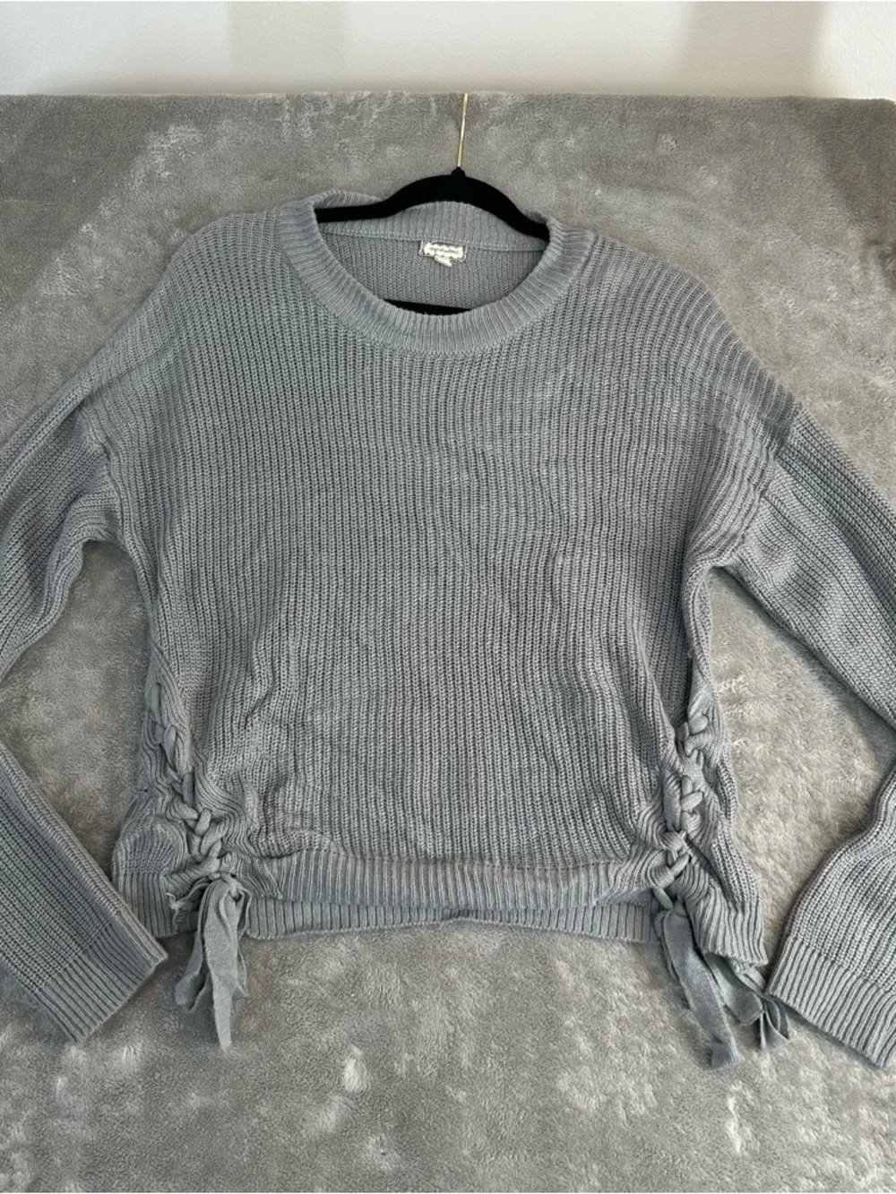 Eyeshadow‎ Trendy Long Sleeve Sweater Soft Knit Pullover Casual Gray Size XL